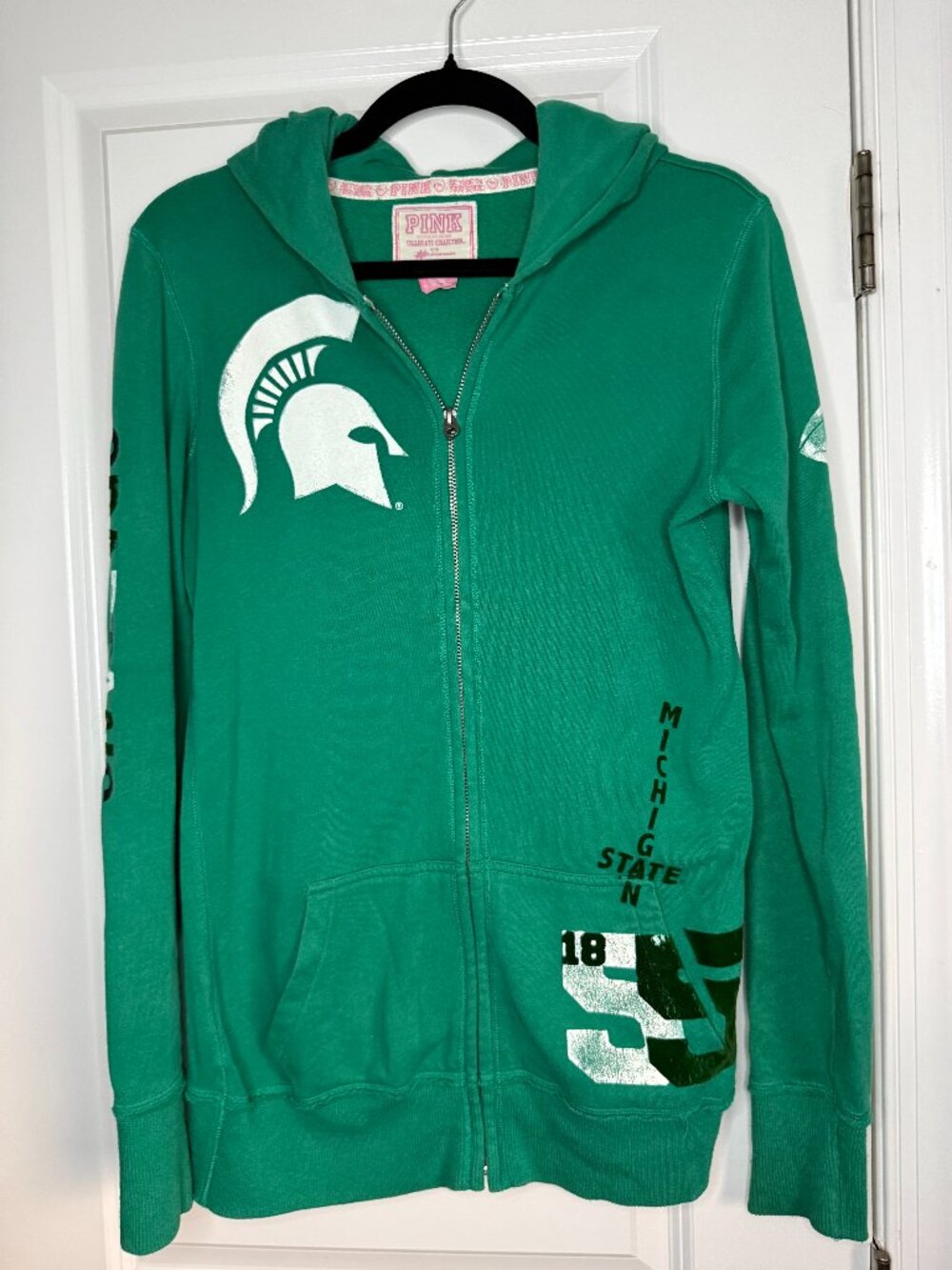 PINK Victoria's Secret Michigan State Spartans Full Zip Hoodie Green Size Small